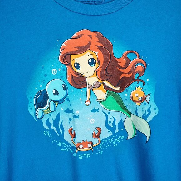 Disney Tee Turtle Little Mermaid Pokemon Graphic T-Shirt Size M - Picture 3 of 7